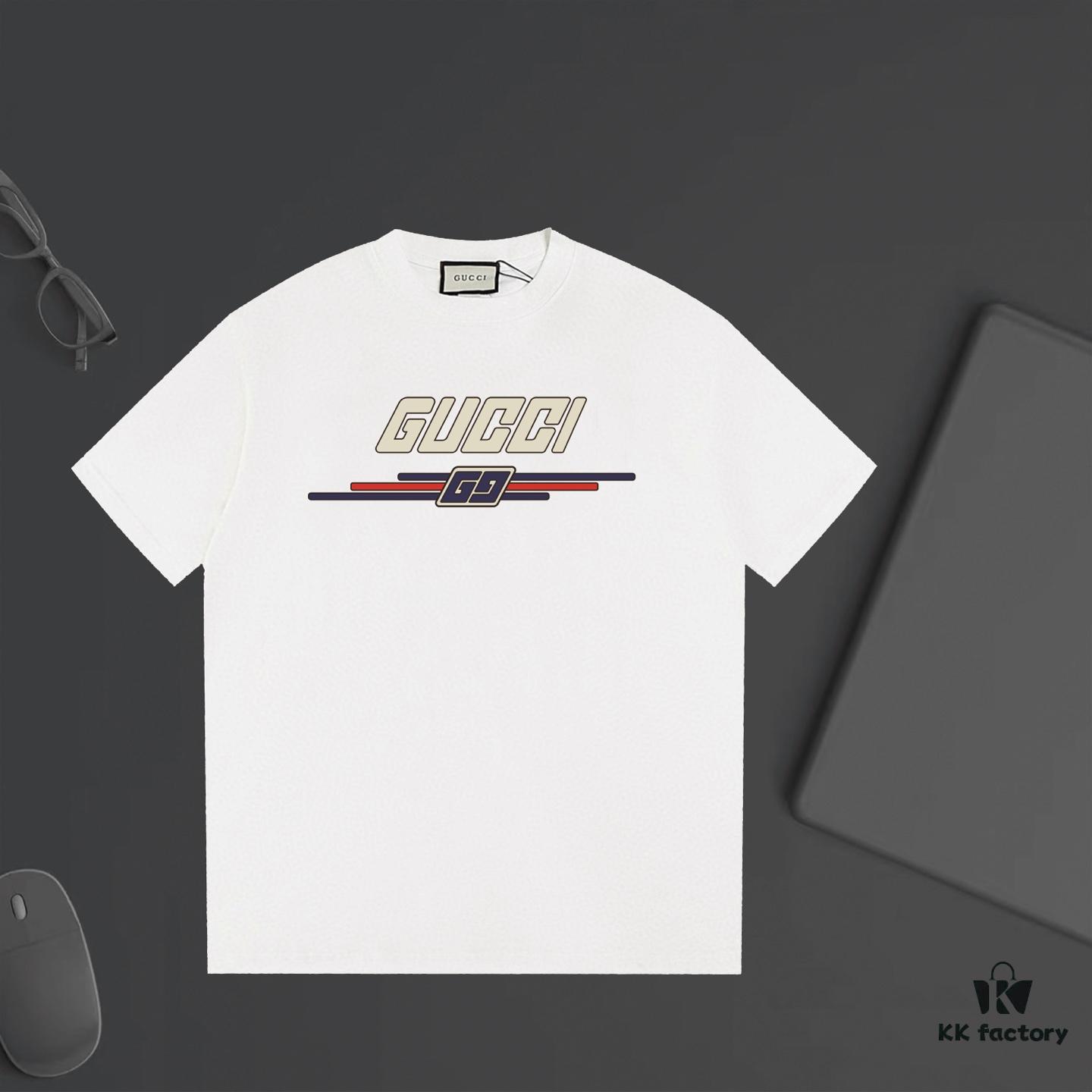 693131ec908475d562cd9807 GUCCI New Arrival Letter Two-Tone Double G Print T-Shirt