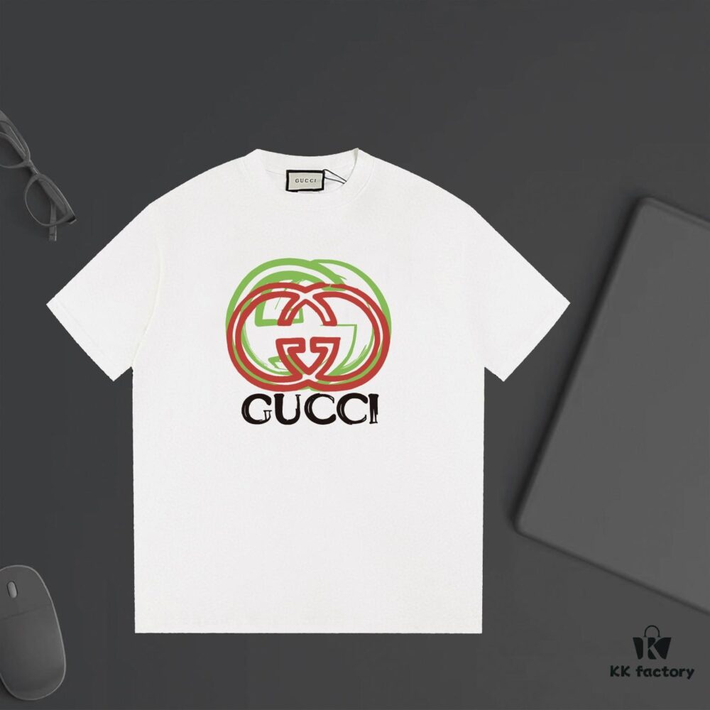 GUCCI New Arrival Letter Color-Block Print T-Shirt