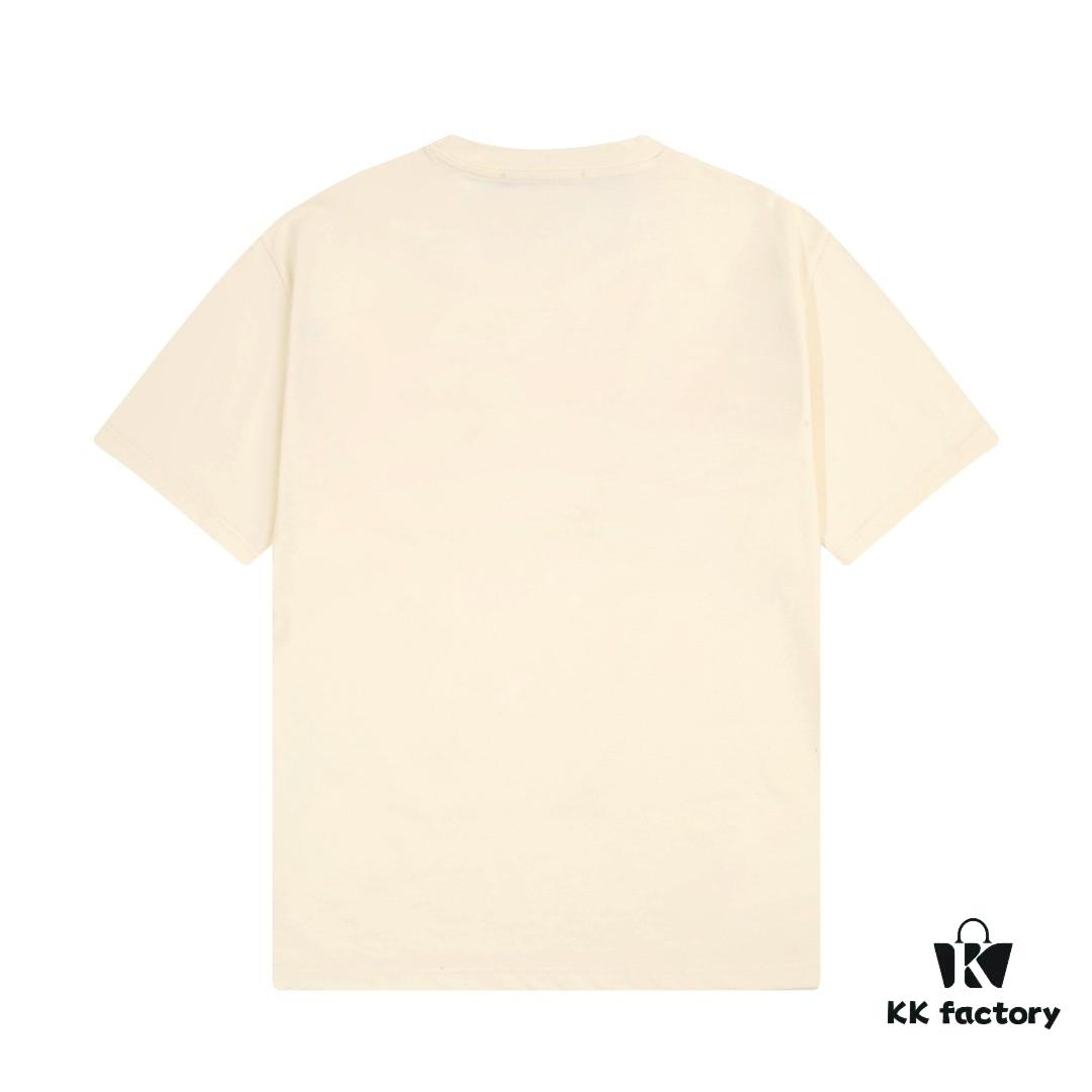 2025 Summer New Arrival Gucci Abstract Double G Logo Print 300g Combed Cotton Round Neck Short Sleeve T-Shirt Unisex