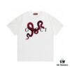 693133b5908475d562cd9866 2025 Summer New Gucci Snake Year Limited Edition Snake Pattern Letter Logo Print 300g Combed Cotton Crew Neck Short Sleeve T-Shirt Unisex