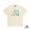 693133b9908475d562cd9867 2025 Summer New Gucci GUCCI Collaborative The North Face Rainbow Letter Logo Print 300g Combed Cotton Crew Neck Short Sleeve T-Shirt Unisex