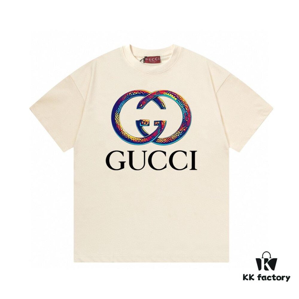 693133c1908475d562cd986a 2025 Summer New Gucci Snake Year Limited Edition Double G Snake Pattern Letter Logo Print 300g Combed Cotton Round Neck Short Sleeve T-Shirt Unisex