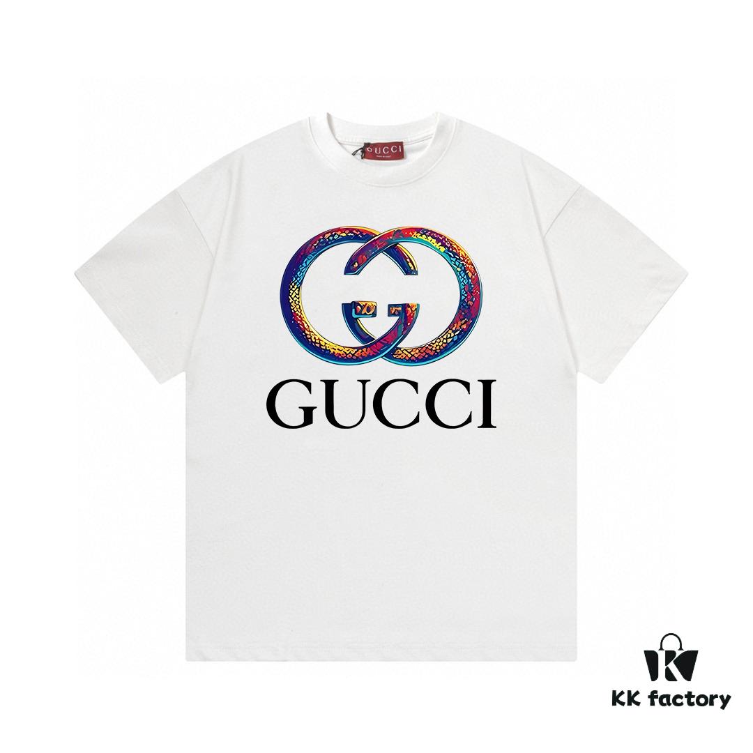 693133c2908475d562cd986b 2025 Summer New Gucci Snake Year Limited Edition Double G Snake Pattern Letter Logo Print 300g Combed Cotton Round Neck Short Sleeve T-Shirt Unisex