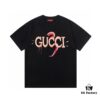 2025 Summer New Gucci Snake Year Limited Edition Double G Parody Letter Logo Print 300g Combed Cotton Crew Neck Short Sleeve T-Shirt Unisex