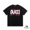 693133d8908475d562cd9872 2025 Summer New Arrival Gucci Collaborative Balenciaga Striped Code Letter Logo Print 300g Combed Cotton Crew Neck Short Sleeve T-Shirt Unisex