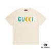 2025 Summer New Arrival Gucci Moon Parody Letter Logo Print 300g Combed Cotton Crew Neck Short Sleeve T-Shirt Unisex