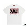 693133f3908475d562cd9879 2025 Summer New Gucci GUCCI Collaboration Balenciaga Striped Code Letter Logo Print 300g Combed Cotton Round Neck Short Sleeve T-Shirt Unisex