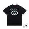 2025 Summer New Arrival Gucci Classic Double G Logo Print 300g Combed Cotton Crew Neck Short Sleeve T-Shirt Unisex