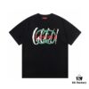 2025 Summer New Gucci Classic Double G Letter Logo Print 300g Combed Cotton Crew Neck Short Sleeve T-Shirt Unisex