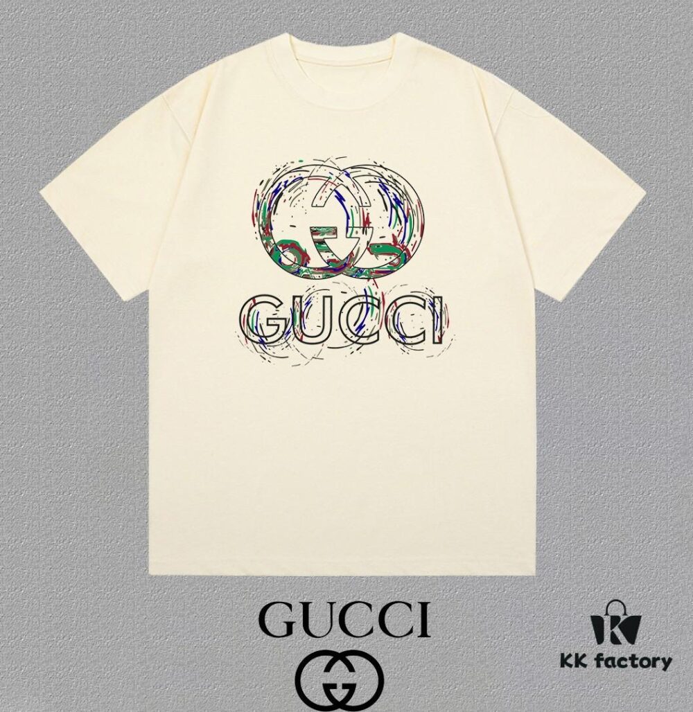 69313511908475d562cd98cb GUCCI x Artisan-Designed 25SS New Arrival Printed Round-Neck Short-Sleeve T-Shirt, 300g Heavyweight Fabric