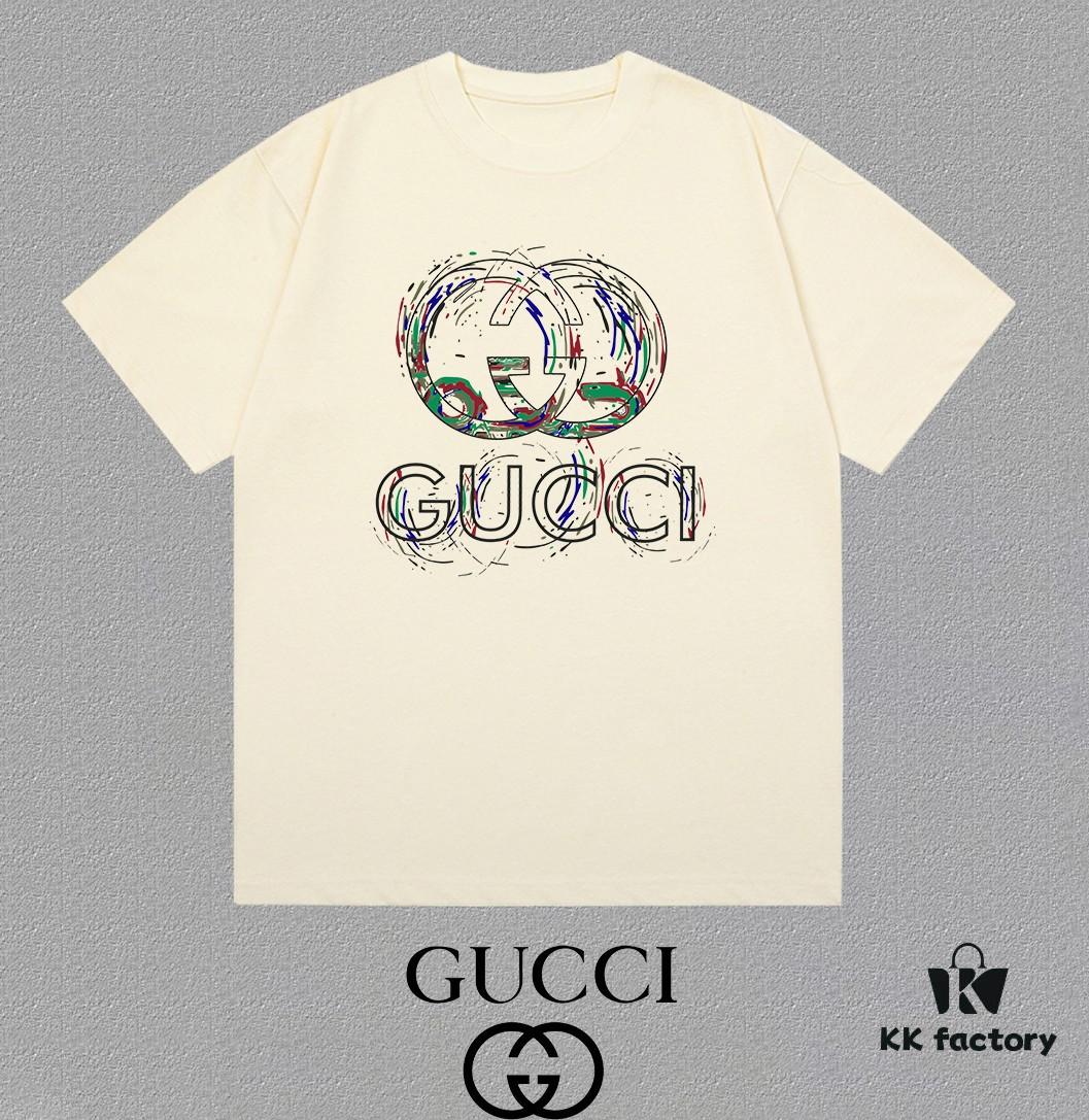 69313511908475d562cd98cb GUCCI x Artisan-Designed 25SS New Arrival Printed Round-Neck Short-Sleeve T-Shirt, 300g Heavyweight Fabric