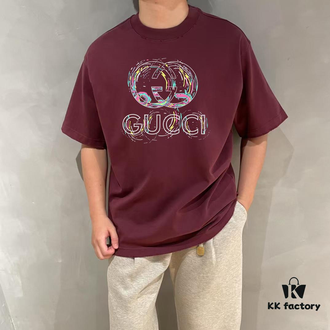 6931354e908475d562cd98d9 GUCCI 25SS Master-Designed New Arrival Printed Round-Neck Short-Sleeve T-Shirt 300g