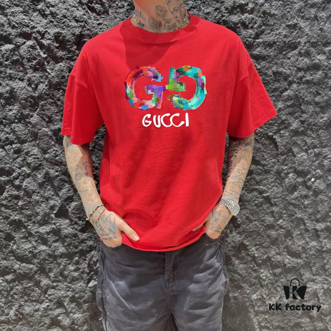 693135ea908475d562cd9901 GUCCI 25SS Master-Designed New Arrival Printed Crew Neck Short Sleeve T-Shirt 300g