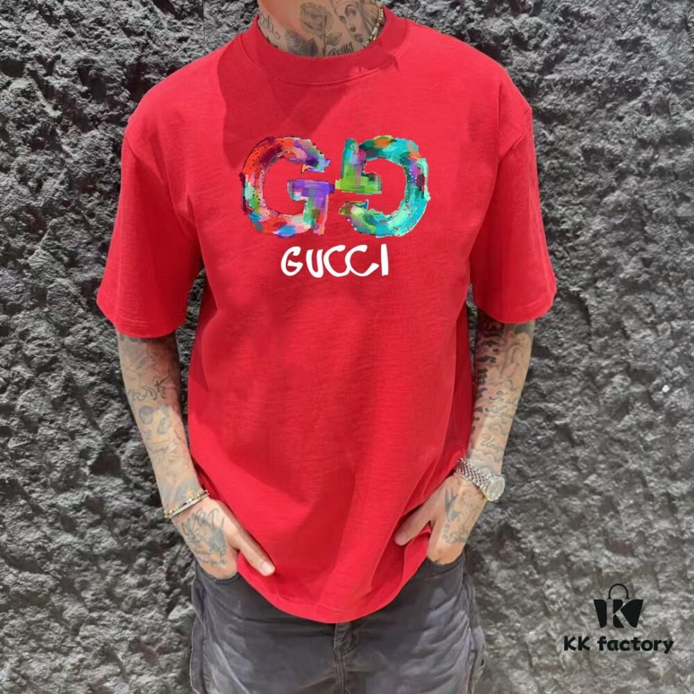 693135ea908475d562cd9902 GUCCI 25SS Master-Designed New Arrival Printed Crew Neck Short Sleeve T-Shirt 300g