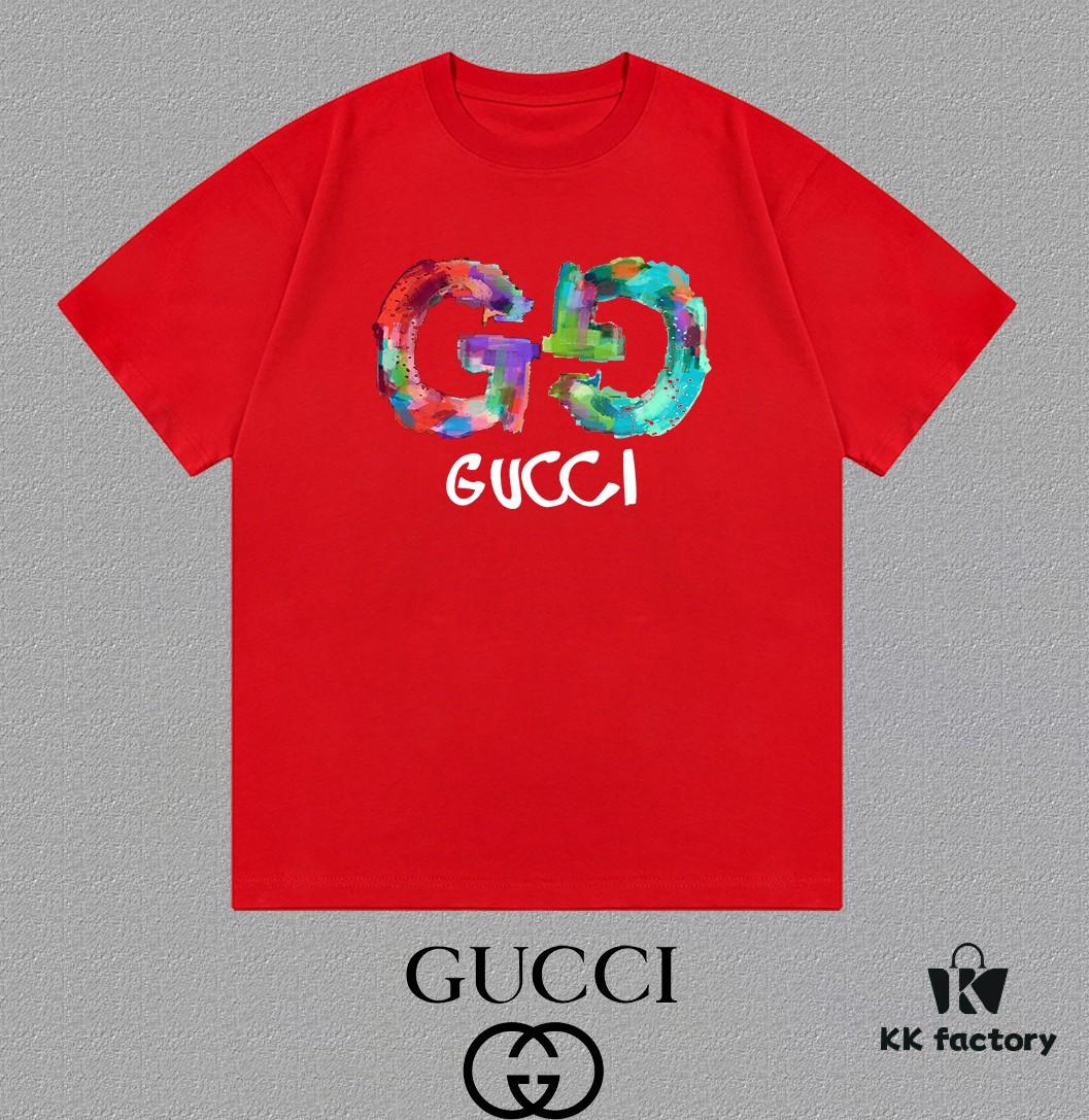 693135f0908475d562cd9903 GUCCI 25SS Master-Designed New Arrival Printed Crew Neck Short Sleeve T-Shirt 300g