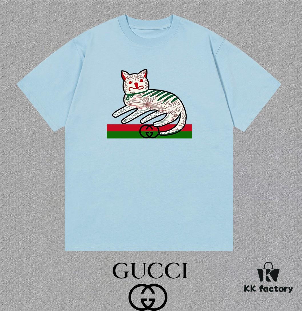 69313606908475d562cd990a GUCCI 25SS Master-Designed New Arrival Printed Round-Neck Short-Sleeve T-Shirt 300g