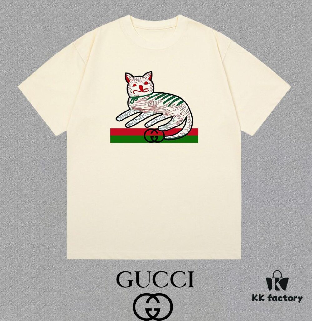 6931360c908475d562cd990b GUCCI 25SS Master-Designed New Arrival Printed Round Neck Short Sleeve T-Shirt, 300g High-Quality Fabric
