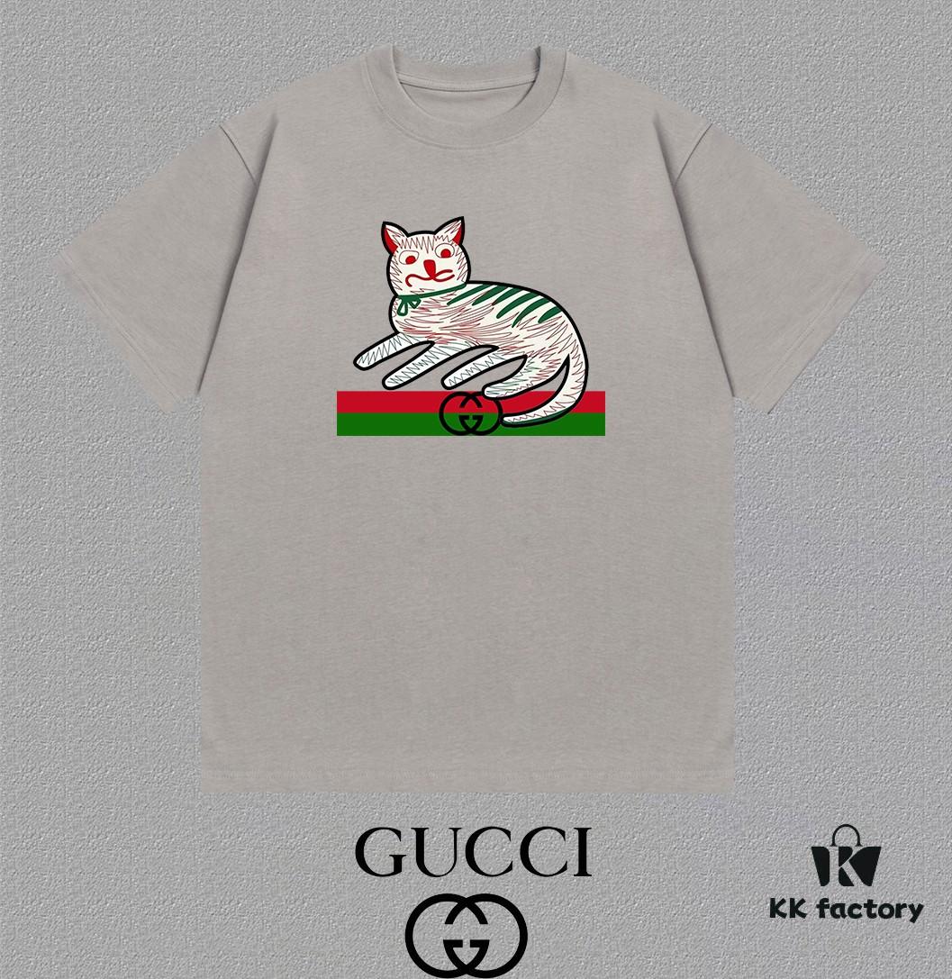 69313618908475d562cd990c GUCCI 25SS Master-Designed New Arrival Printed Round-Neck Short-Sleeve T-Shirt, 300g