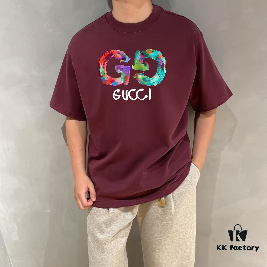 6931362f908475d562cd9910 GUCCI 25SS Master-Designed New Arrival Printed Round-Neck Short-Sleeve T-Shirt 300g