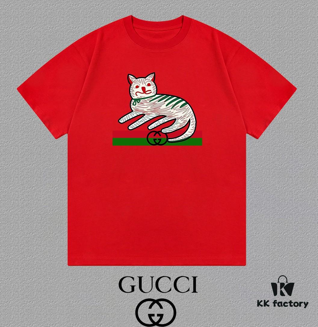 69313643908475d562cd9915 GUCCI 25SS Master-Designed New Arrival Printed Round-Neck Short-Sleeve T-Shirt 300g