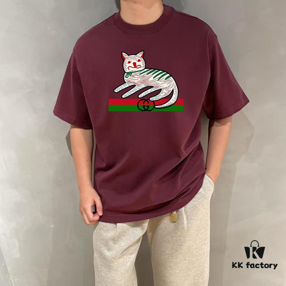 69313649908475d562cd9916 GUCCI 25SS Master-Designed Brand New Fashion Print Round Neck Short-Sleeve T-Shirt 300g