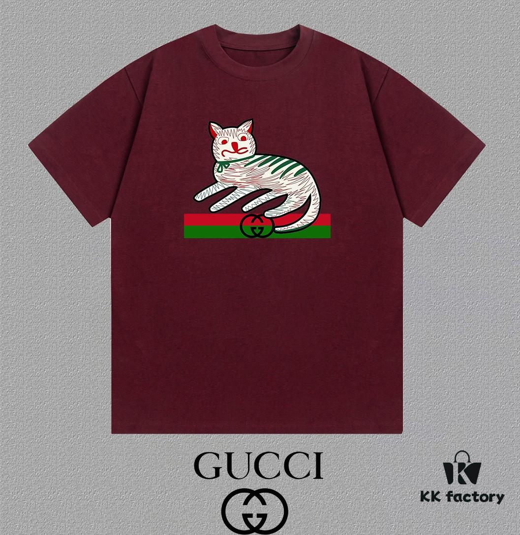69313656908475d562cd9918 GUCCI 25SS Master-Designed Brand New Fashion Print Round Neck Short-Sleeve T-Shirt 300g
