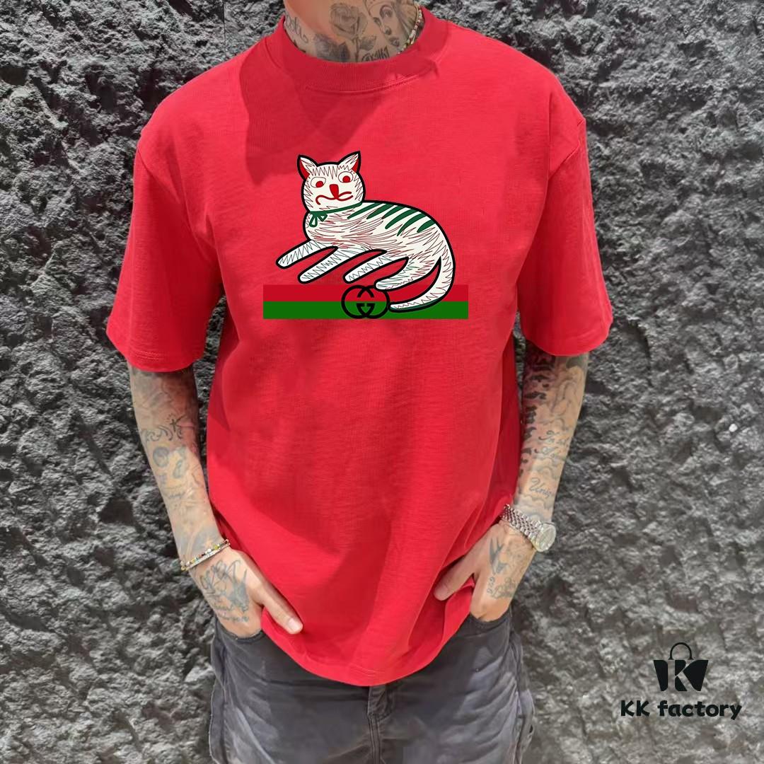 6931368a908475d562cd9920 GUCCI 25SS Master-Designed New Arrival Printed Round-Neck Short-Sleeve T-Shirt 300g
