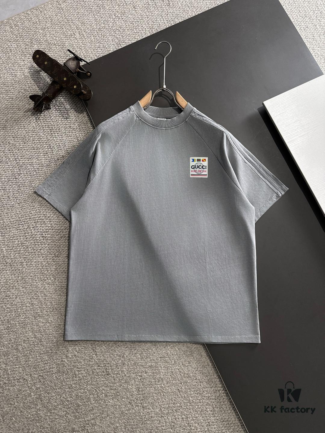 High-Quality GUCCI 2025 Spring/Summer New Men's Tie-Dye Washed Short-Sleeve T-Shirt