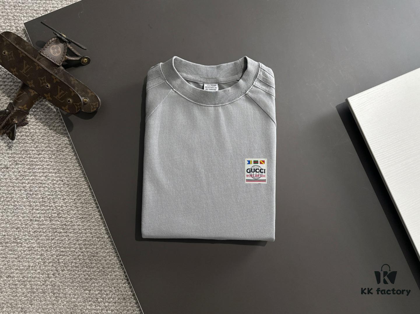 High-Quality GUCCI 2025 Spring/Summer New Men's Tie-Dye Washed Short-Sleeve T-Shirt
