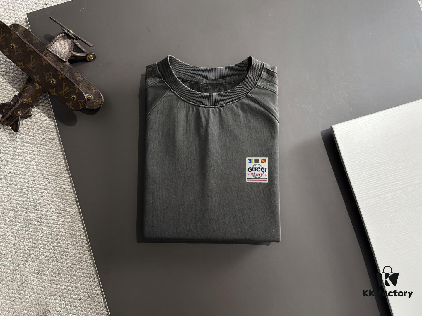 High-Quality GUCCI 2025 Spring/Summer New Men's Tie-Dye Washed Short-Sleeve T-Shirt