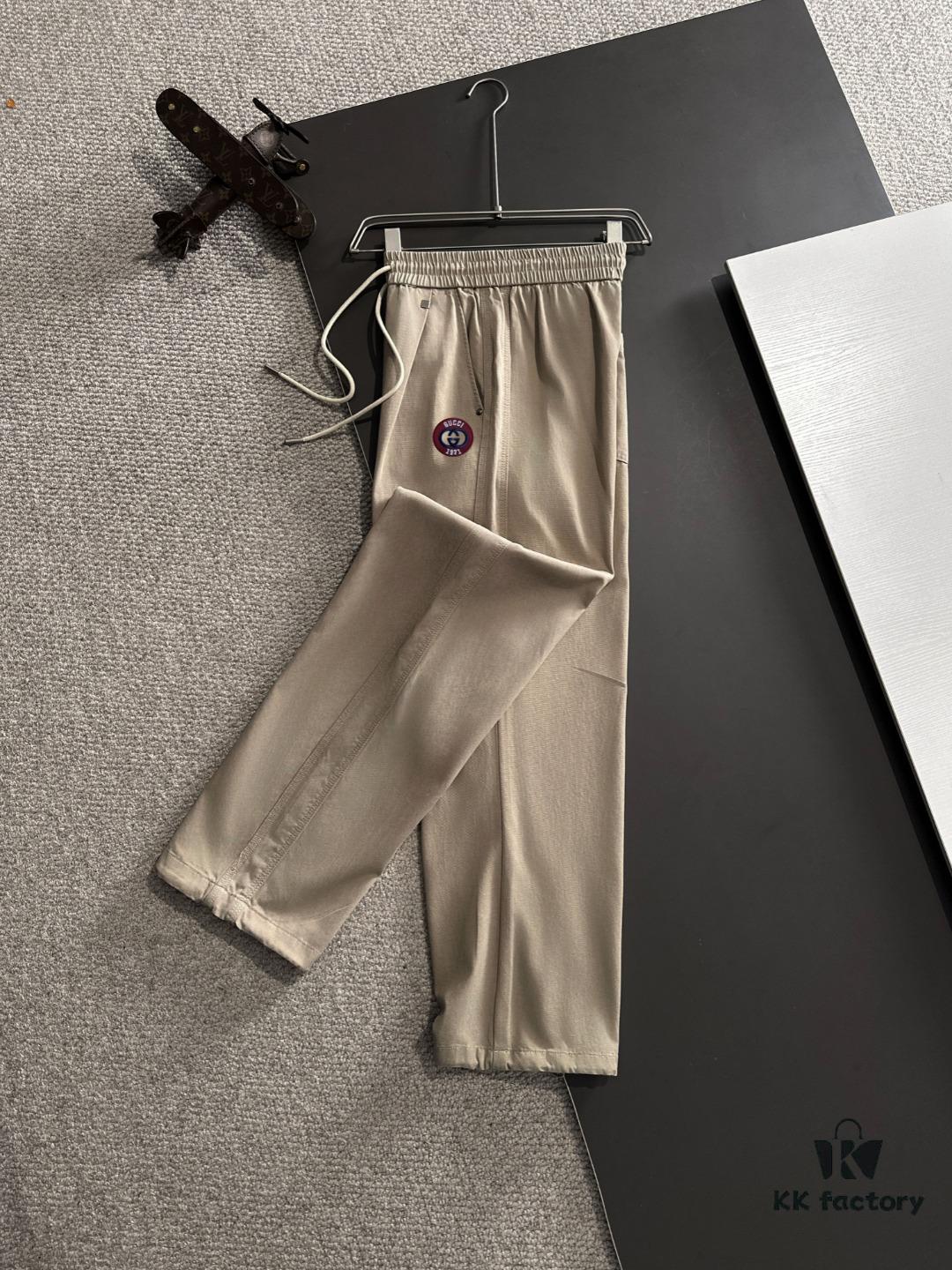 69313a26908475d562cd9a35 GUCCI 2025 Spring/Summer New Elastic Waist Casual Pants, Lightweight Custom Counter Fabric, Breathable and Comfortable, Exquisite Details, Brand Design Concept, High-Quality Craftsmanship, Soft and Smooth Texture, Leisure Cut with Excellent Fit