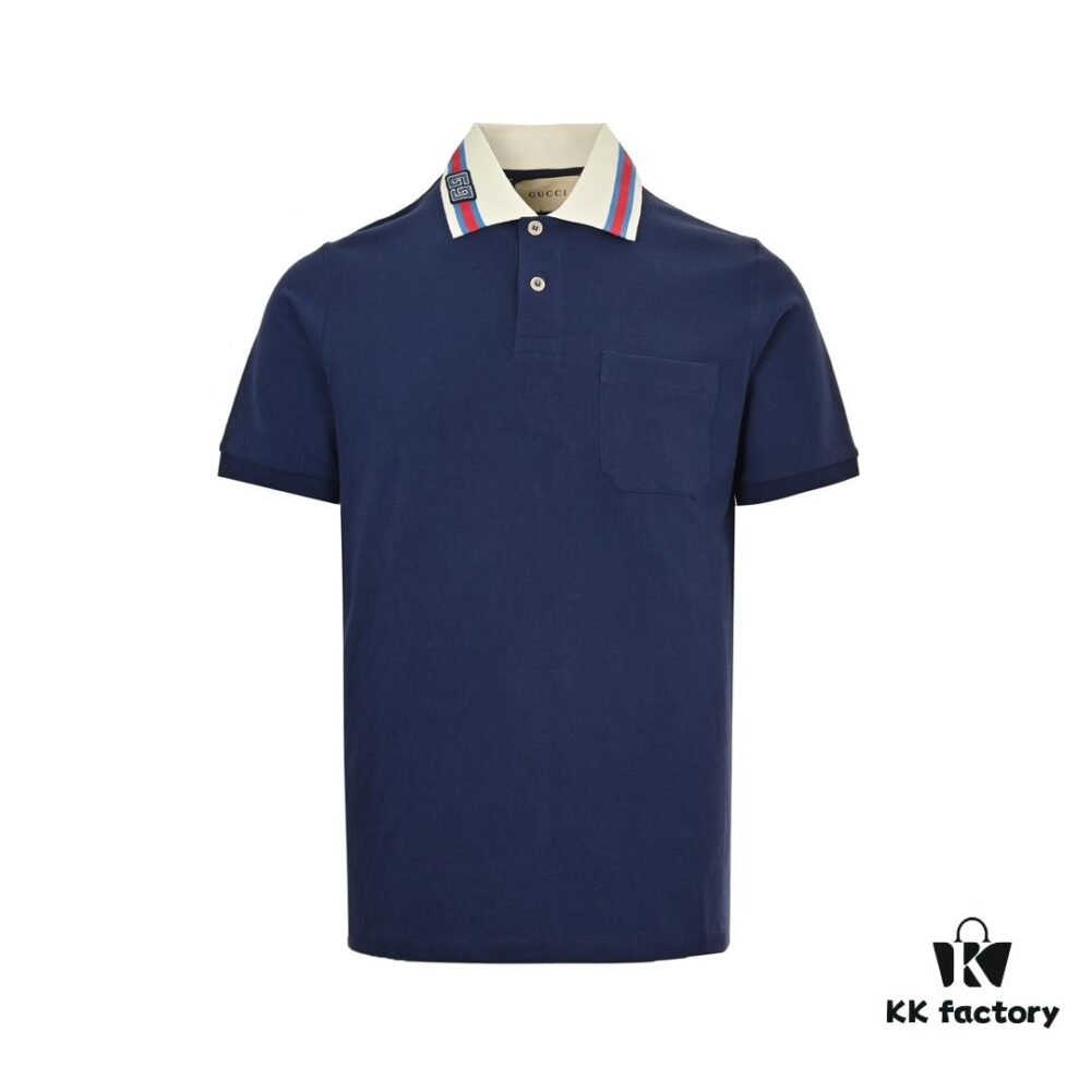 69313aa4908475d562cd9a56 Gucci 24SS Polo Shirt with Striped Collar and Embroidered Double G Logo