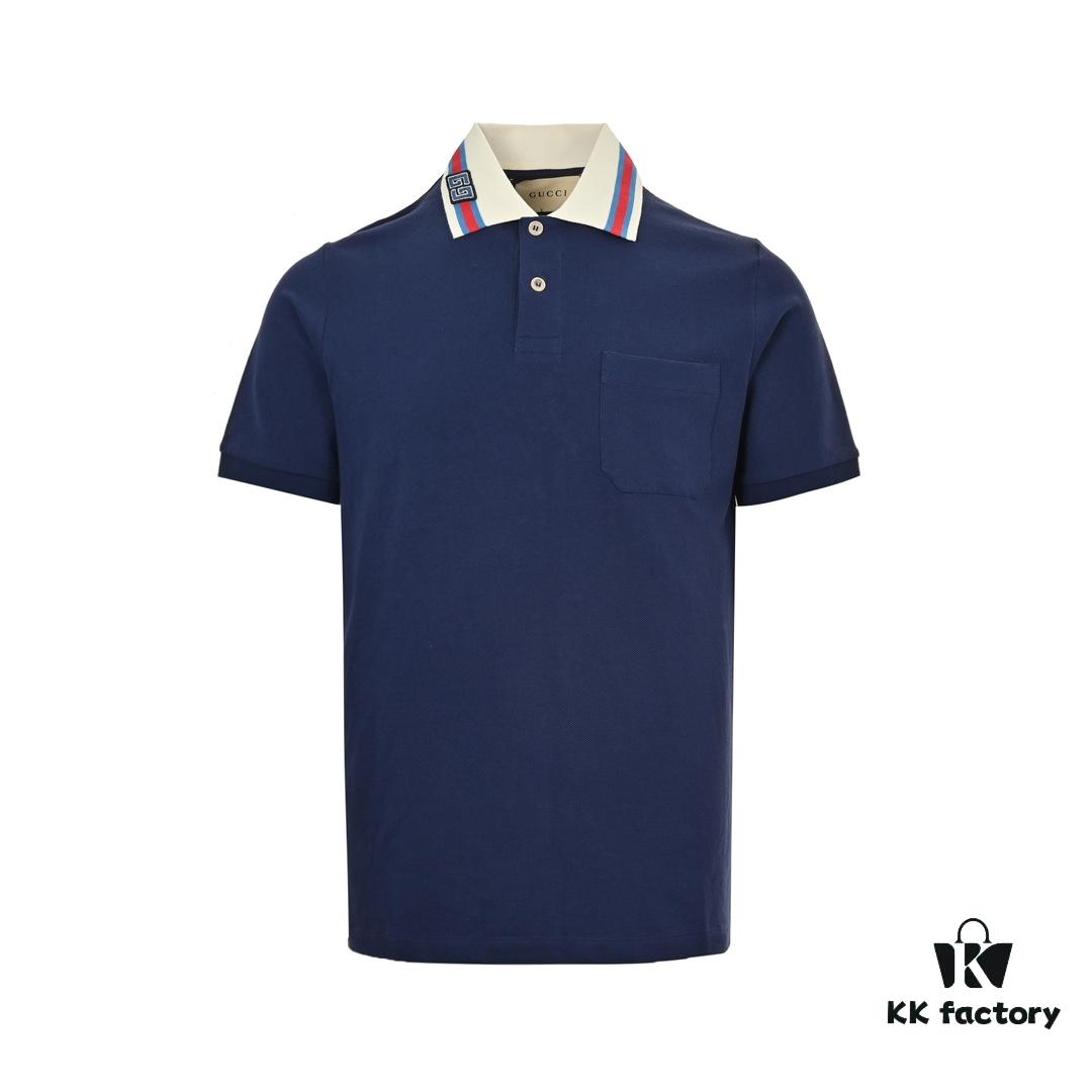 69313aa4908475d562cd9a56 Gucci 24SS Polo Shirt with Striped Collar and Embroidered Double G Logo