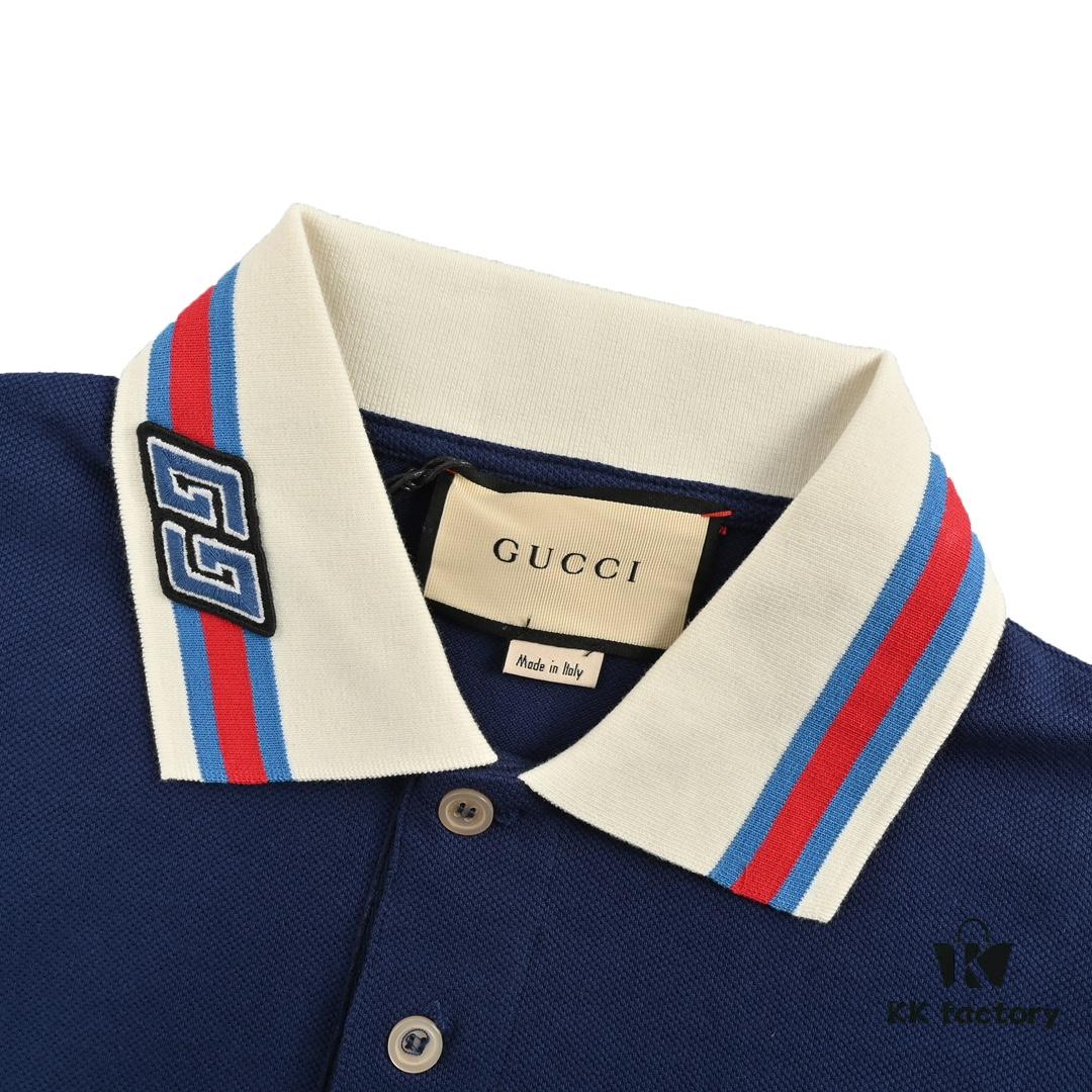 69313aaf908475d562cd9a5a Gucci 24SS Polo Shirt with Striped Collar and Embroidered Double G Logo