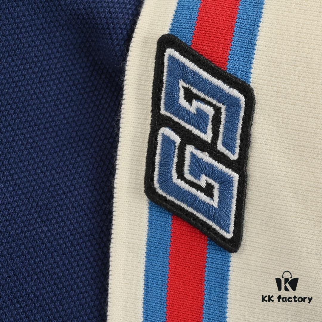 69313ab6908475d562cd9a5b Gucci 24SS Polo Shirt with Striped Collar and Embroidered Double G Logo