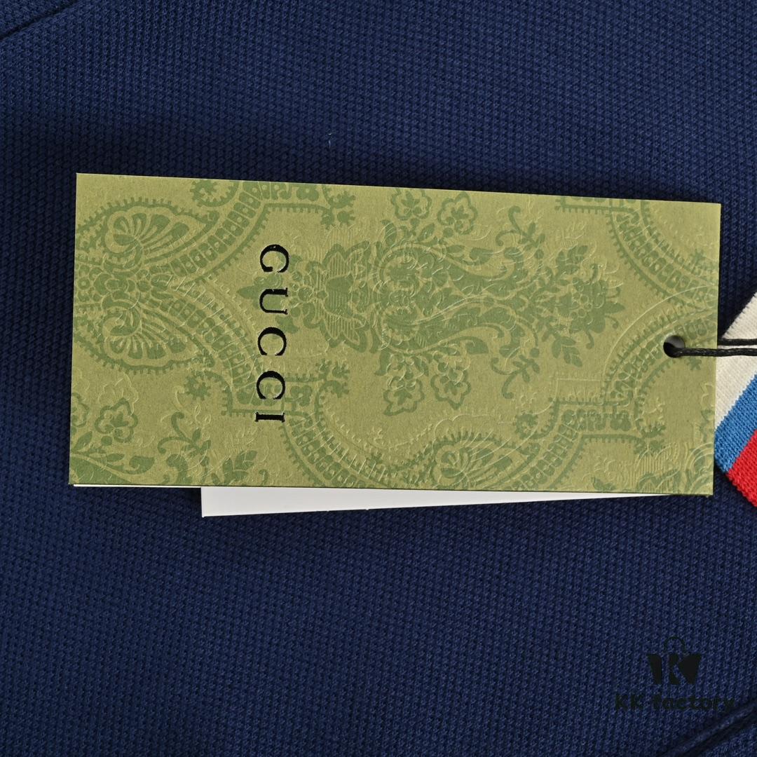 69313abd908475d562cd9a5d Gucci 24SS Polo Shirt with Striped Collar and Embroidered Double G Logo
