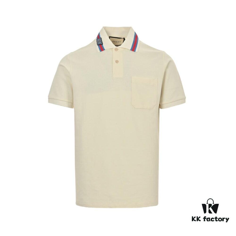 69313b0b908475d562cd9a6b Gucci 24SS Polo Short Sleeve with Striped Collar and Embroidered Double G