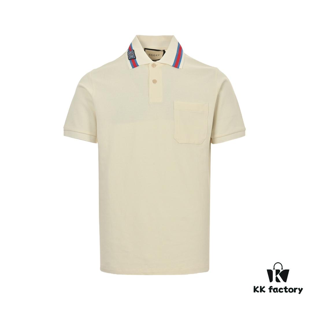 69313b0b908475d562cd9a6b Gucci 24SS Polo Short Sleeve with Striped Collar and Embroidered Double G
