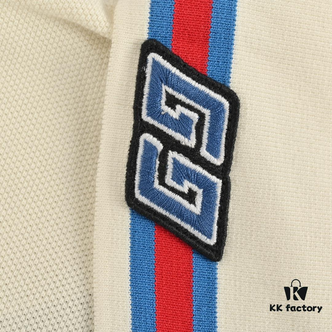69313b12908475d562cd9a6f Gucci 24SS Polo Short Sleeve with Striped Collar and Embroidered Double G