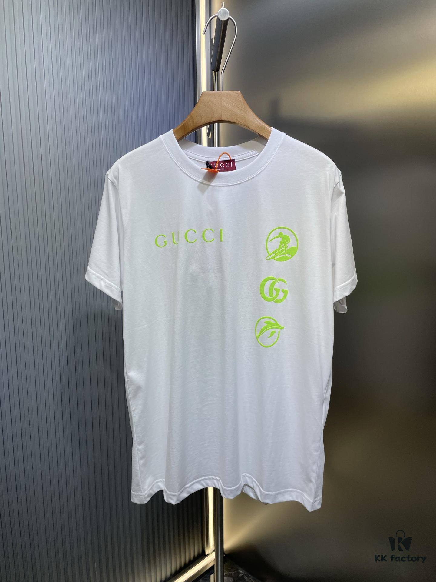 69313c59908475d562cd9ae4 Gucci 25SS New Arrival Oversized T-Shirt Crafted from Garment-Dyed Knit Cotton, Featuring Gucci Logo Print on Front and Gucci Surfer Print on Back