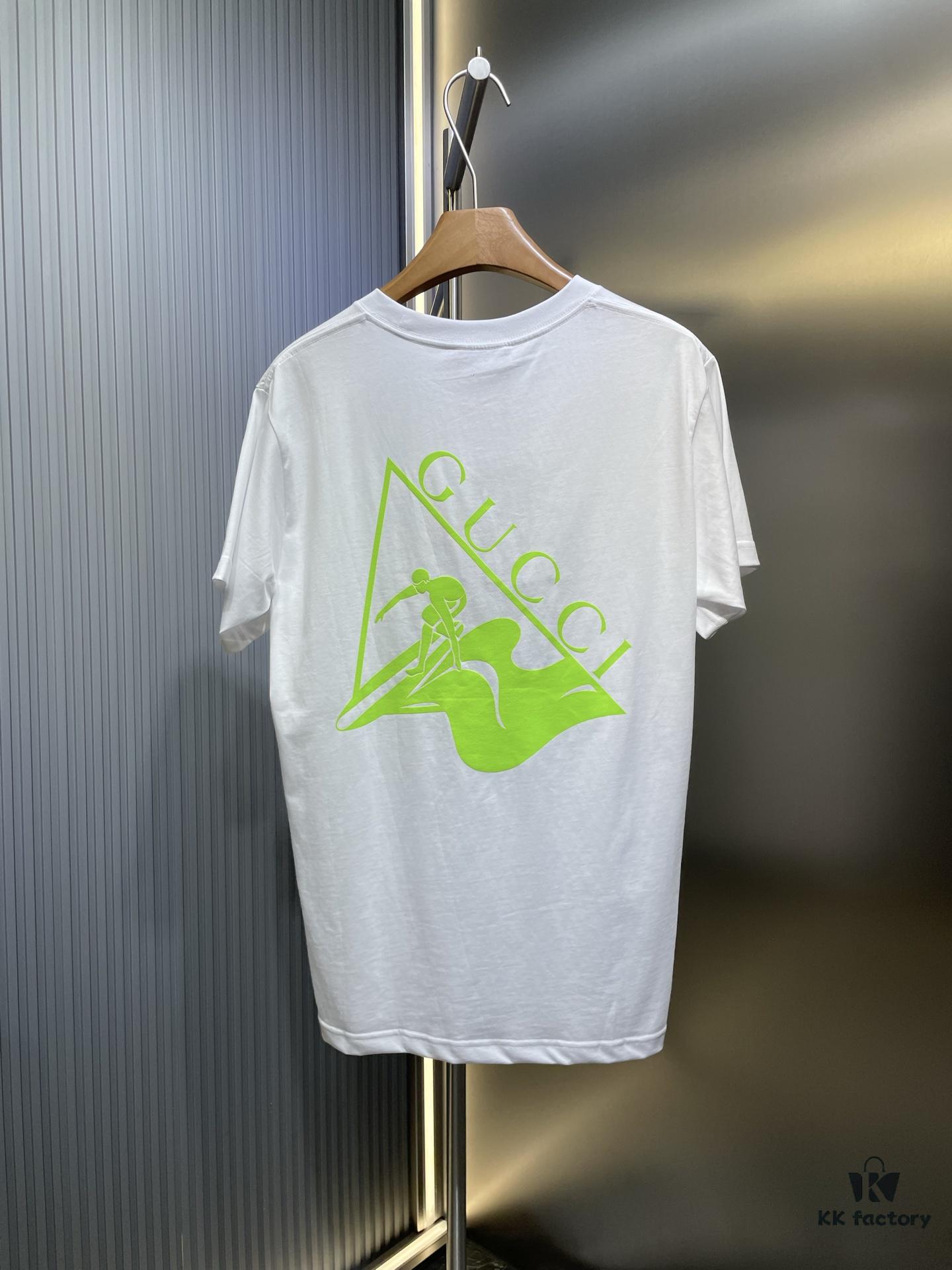 69313c63908475d562cd9ae8 Gucci 25SS New Arrival Oversized T-Shirt Crafted from Garment-Dyed Knit Cotton, Featuring Gucci Logo Print on Front and Gucci Surfer Print on Back