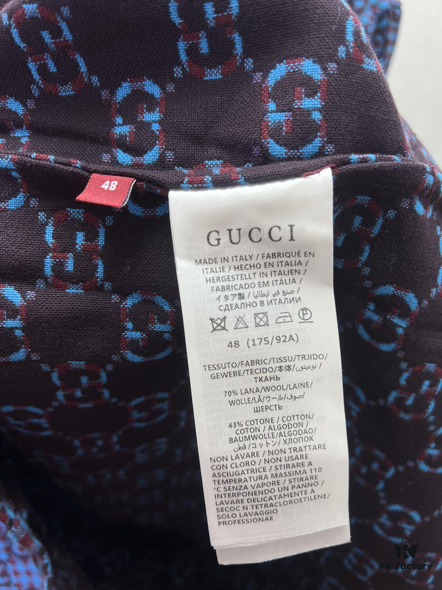 69313c7d908475d562cd9af2 G Collection 25SS New Loose-Fit Shirt Made from GG Vichy Cotton-Wool Blend Jacquard Fabric with Mother-of-Pearl Buttons for a Refined and Elegant Style