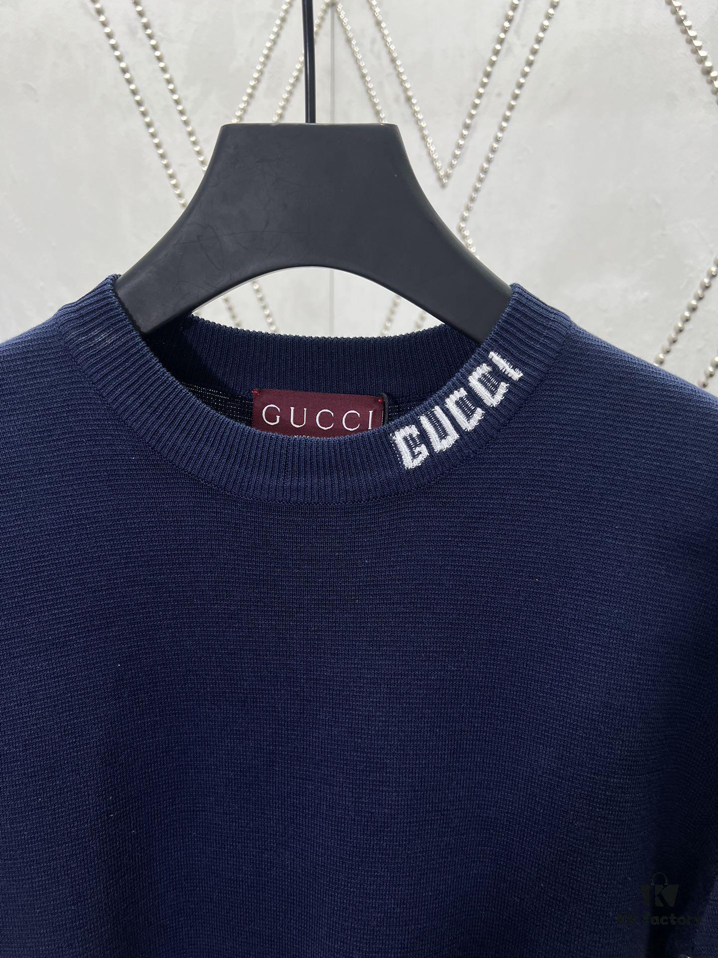 69313c8e908475d562cd9af9 Gucci 25SS New Arrival Knitwear Crafted from Ribbed Silk-Cotton Blend Knit Fabric, Enhanced with Gucci Intarsia for Added Charm