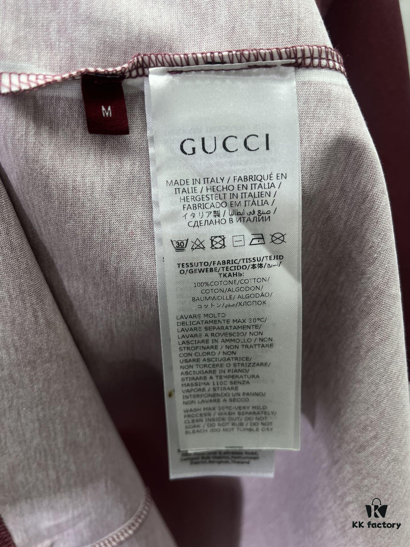 69313cd2908475d562cd9b12 Gucci 25SS New Standard Fit Knit Cotton T-Shirt Featuring Reflective Gucci Print