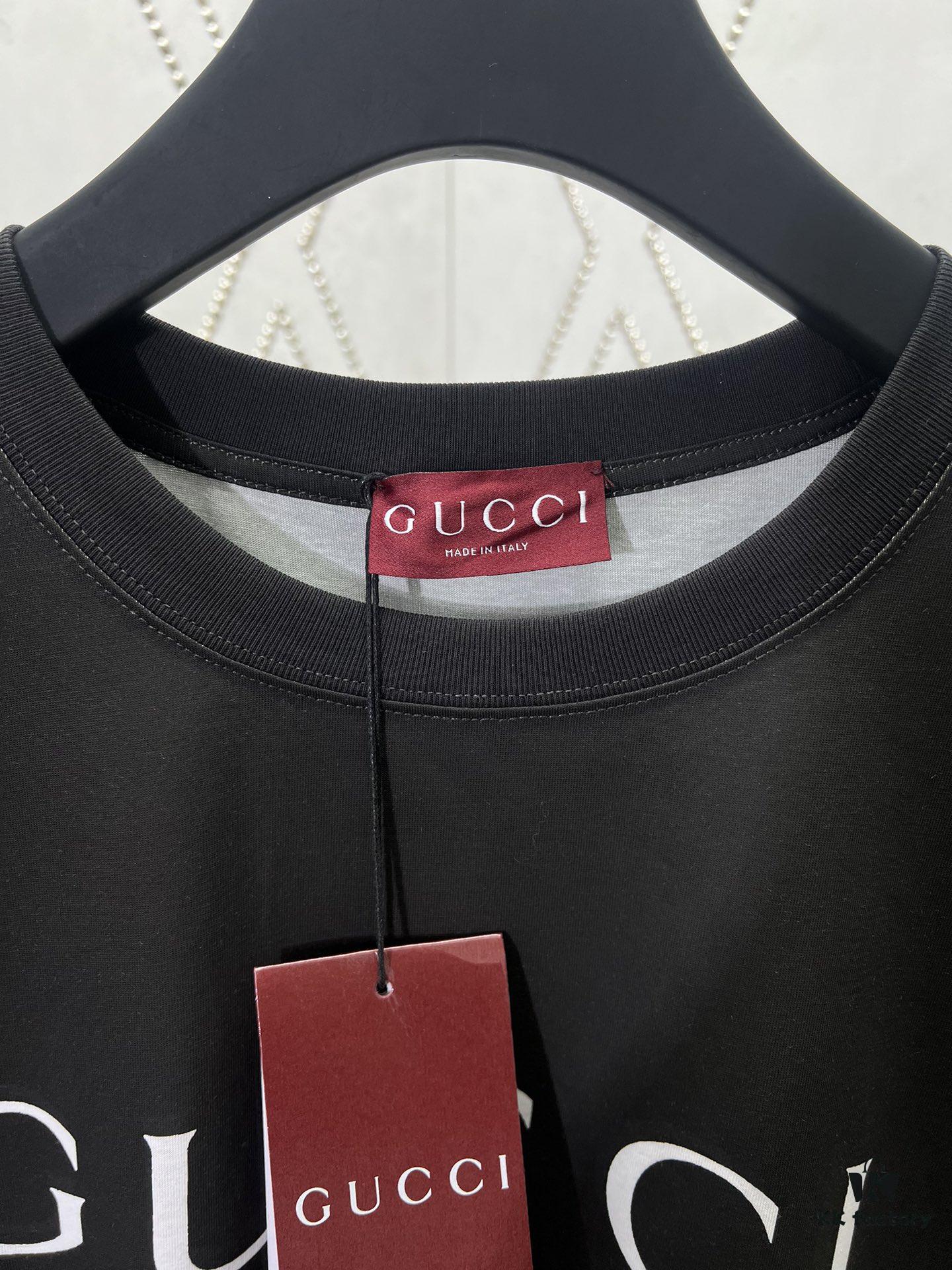 69313cdf908475d562cd9b15 Gucci 25SS New Standard Fit Knit Cotton T-Shirt with Reflective Gucci Print