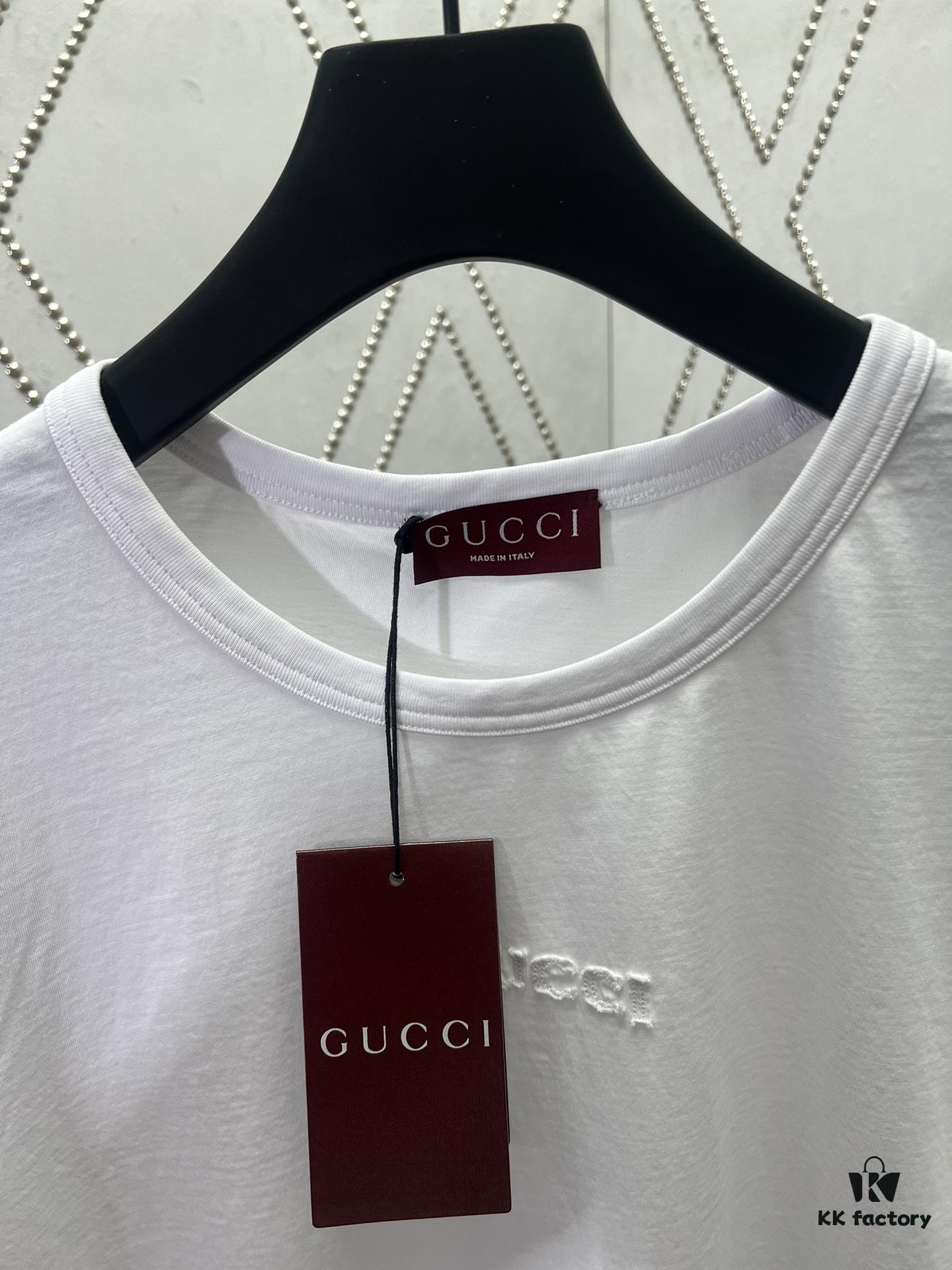69313d08908475d562cd9b1f Gucci 25SS New Arrival Oversized Knit Cotton T-Shirt with Gucci Embroidery