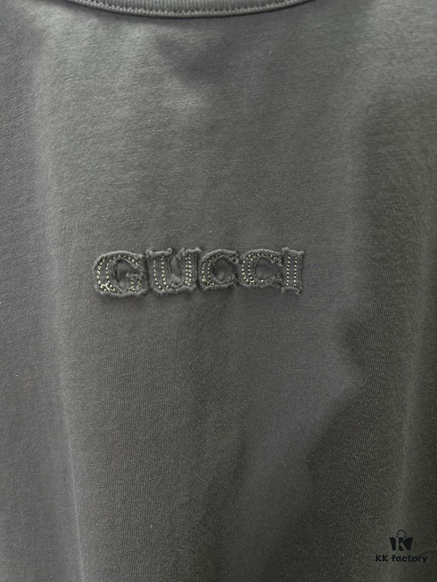 69313d30908475d562cd9b2a Gucci 25SS New Arrival Oversized Knit Cotton T-Shirt with Gucci Embroidery