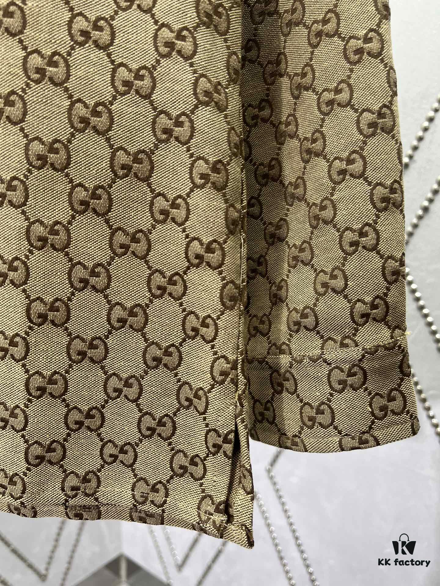 69313eda908475d562cd9b8b Gucci 25SS New Arrival Letter Interlocking Pattern Shirt Inspired by Founder Guccio Gucci's Name, Crafted in GG Canvas with Side Slits