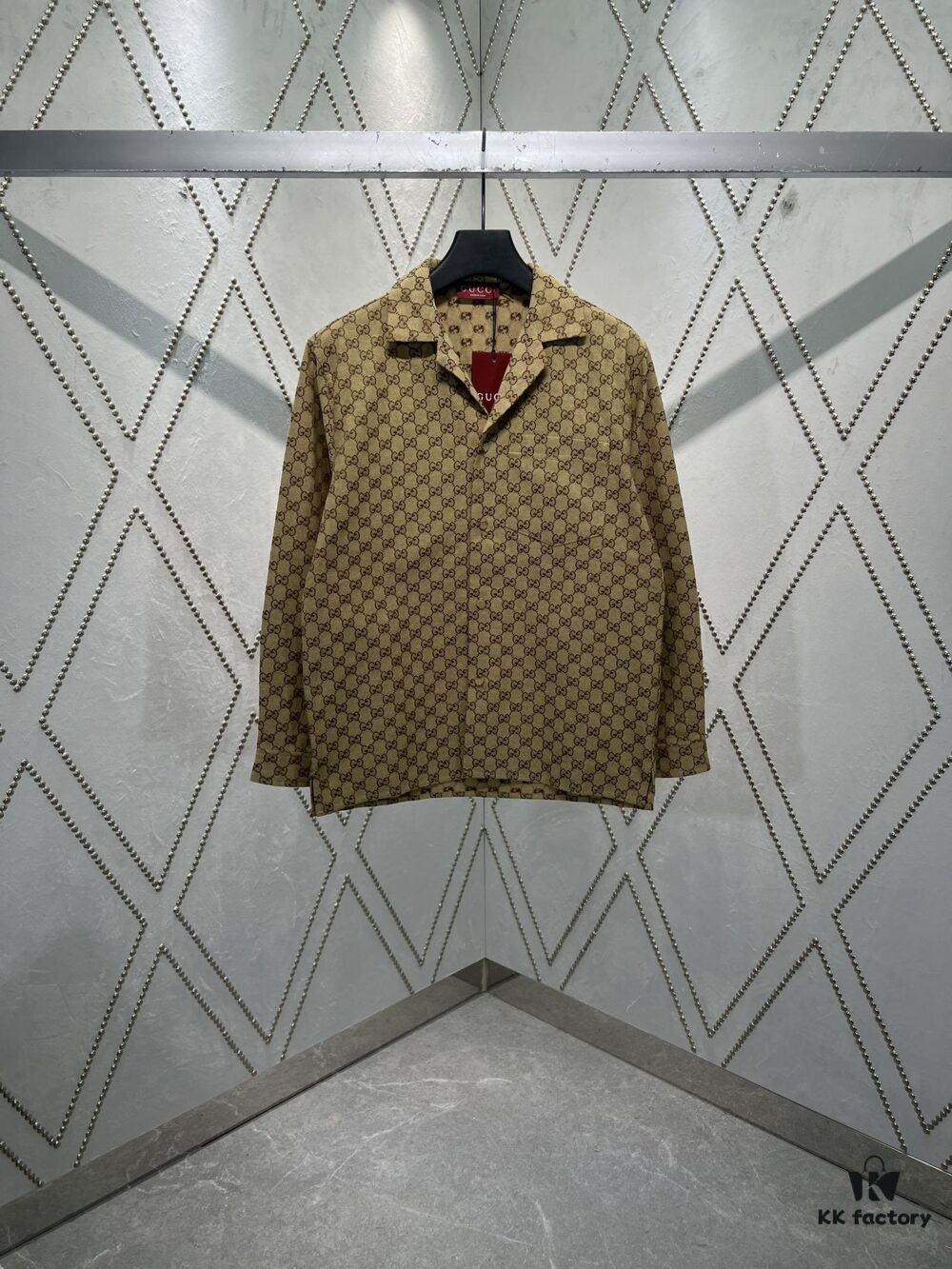 69313ee9908475d562cd9b8d Gucci 25SS New Arrival Letter Interlocking Pattern Shirt Inspired by Founder Guccio Gucci's Name, Crafted in GG Canvas with Side Slits