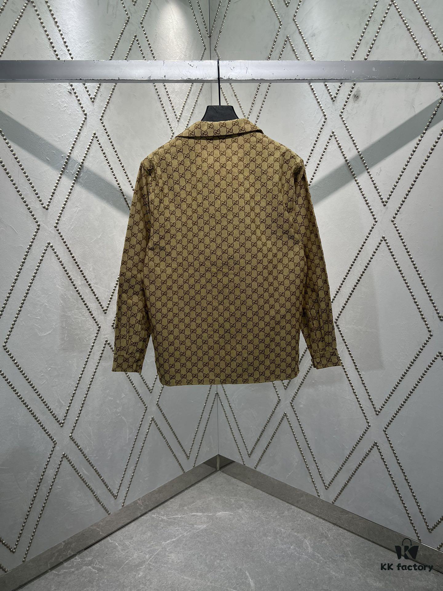 69313ef1908475d562cd9b8e Gucci 25SS New Arrival Letter Interlocking Pattern Shirt Inspired by Founder Guccio Gucci's Name, Crafted in GG Canvas with Side Slits